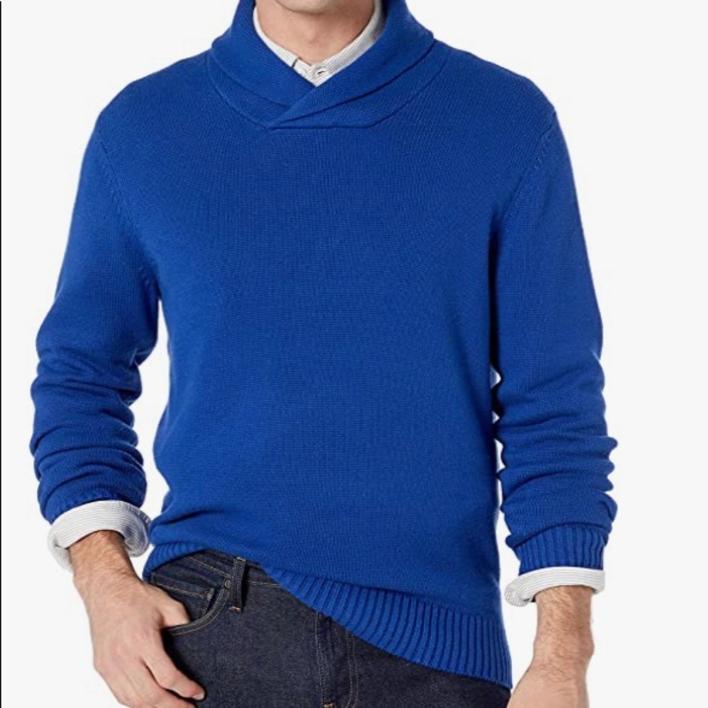 Goodthreads new Men's soft cotton shawl sweater blue M